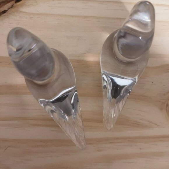 Vintage MCM Eneryda Sweden Art Clear Crystal Ducks Pair - Picture 6 of 10